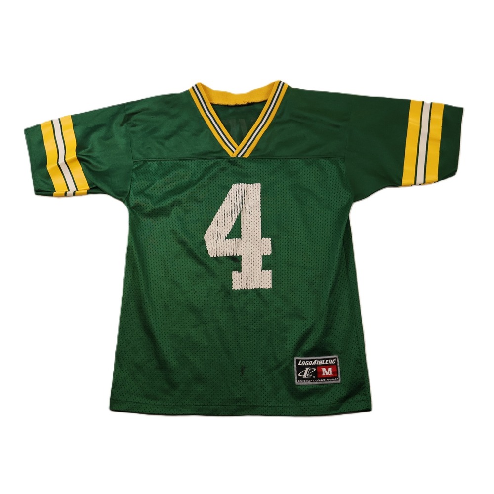 Logo Athletic Kids Youth Medium Jersey Green Brett Favre Packers 4 Vintage Style